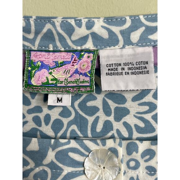 April Cornell blue white floral short sleeve maxi dress, size medium, cottage - Picture 4 of 10